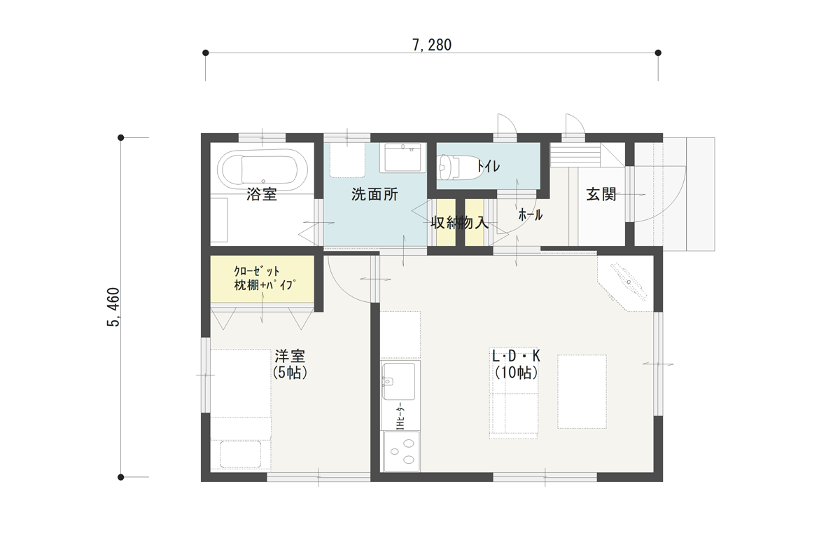 狭小住宅12坪プラン（PLAN-01）間取り